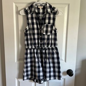 Blue and white checkered Madison Jules romper